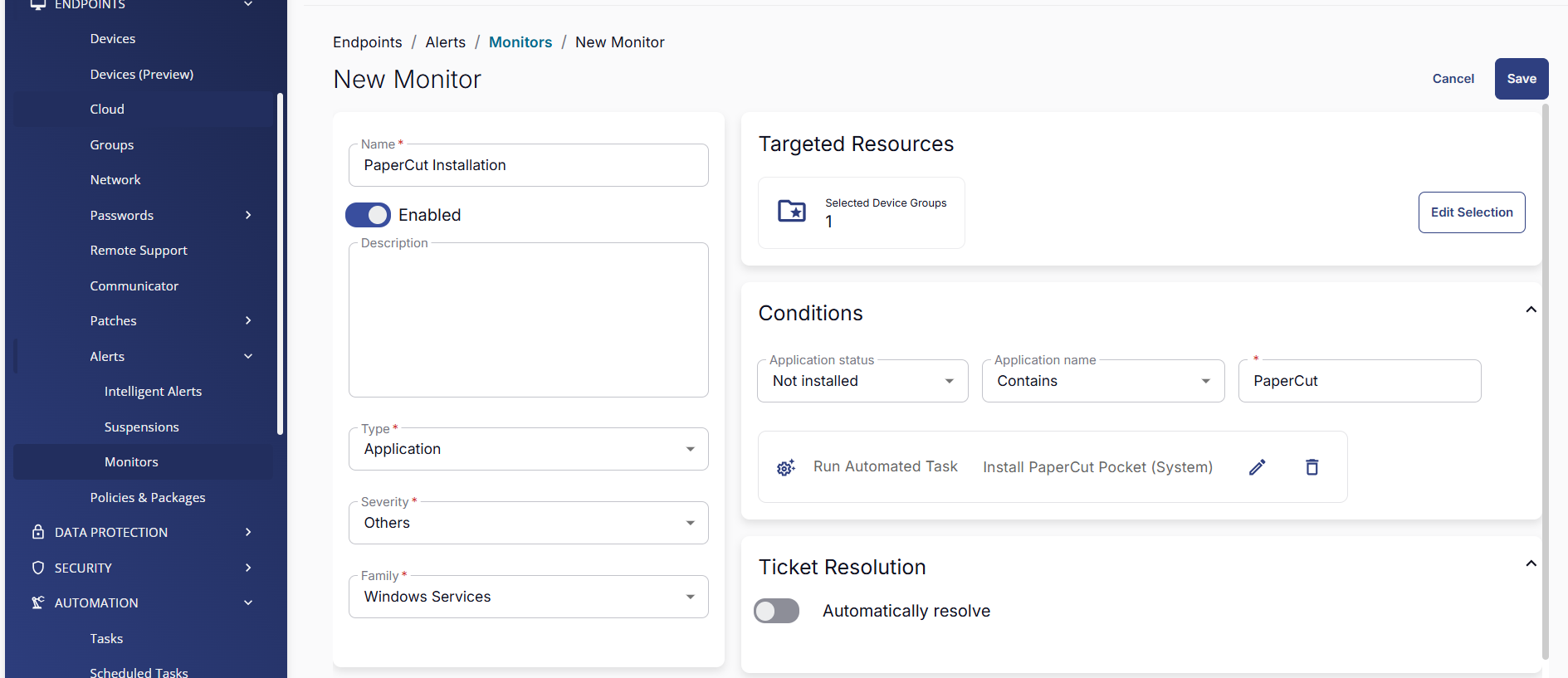 Creating the Monitor for PaperCut Pocket/Hive in ConnectWise